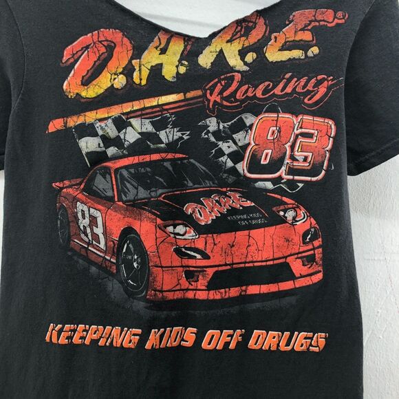 Dare To Keep Kids Off Drugs Distressed Up-Cycled T Shirt Black Sz S 100% Cotton - Picture 3 of 10